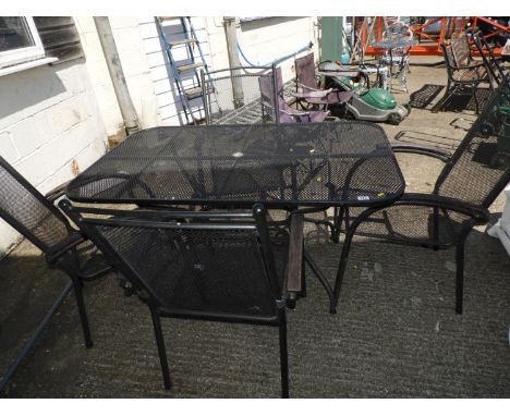 Painted Metal Garden Table with Four matching Chairs 