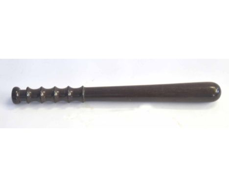 20th century wooden Police truncheon/night-stick made by Hyatt &amp; Co, Birmingham, stamp to pommel