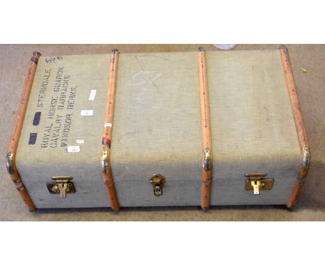 20th century travel trunk with "Sterndale, Royal Horse Guards, Cavalry Barracks, Windsor, Berks" stencilled on trunk, togethe