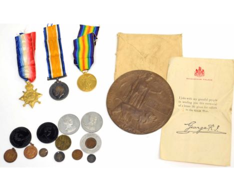 Great War Casualty group of three medals comprising 1914-1915 Star, 1914-18 War Medal plus Victory Medal, impressed to 18214 