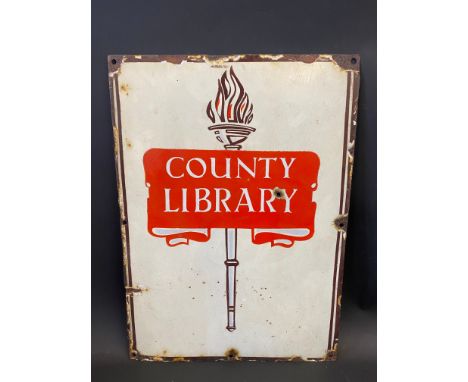 A County Library enamel sign, 13 x 18". 