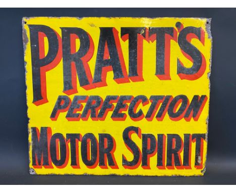 A Pratt's Perfection Motor Spirit double sided double sided enamel sign by Bruton of Palmers Green, lacking hanging flange, 2