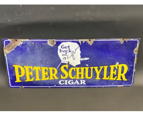 A rectangular enamel sign advertising Peter Schuyler Cigars, 30 x 12".