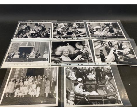 Nine large scale black and white photographs of the Royal wedding between Prince Charles and Lady Diana.