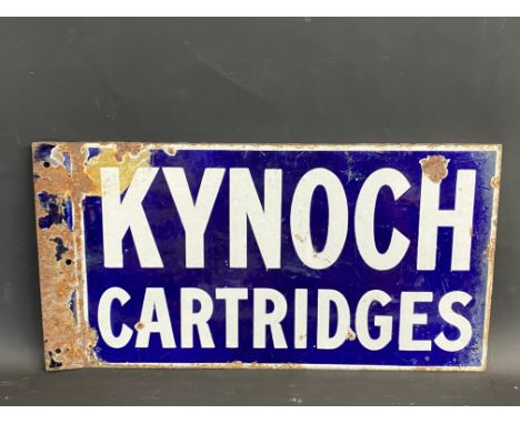 A Kynoch Cartridges double sided enamel sign with flattened hanging flange, 17 1/2 x 9".