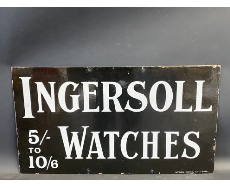 An Ingersoll Watches rectangular double sided enamel sign in good condition, by Imperial Enamel Co. Ltd, four fixing holes fi