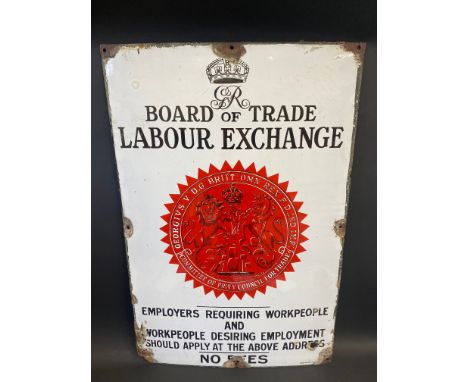 A Board of Trade Labour Exchange enamel sign by Chromo, excellent gloss, and good condition for the age, 24 x 36".