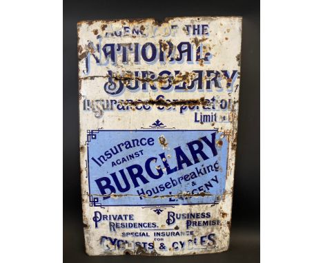 A National Burglary Insurance Corporation Limited rectangular enamel sign by Willing &amp; Co. 22 1/2 x 35". 