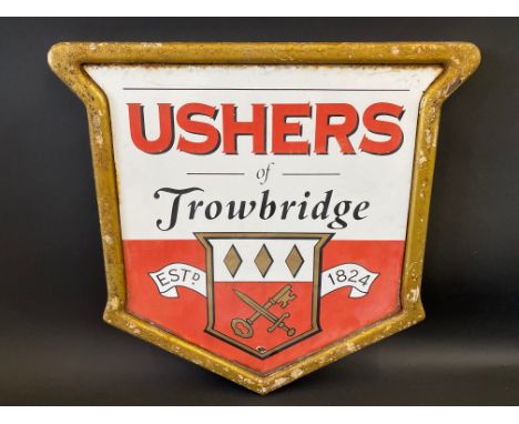 An Ushers Brewery of Trowbridge enamel sign, in original frame, 22 1/2 x 22". 