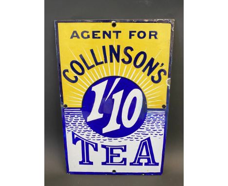 A Collinson's Tea enamel sign in excellent condition, good gloss, one small patch of restoration, 8 x 12".