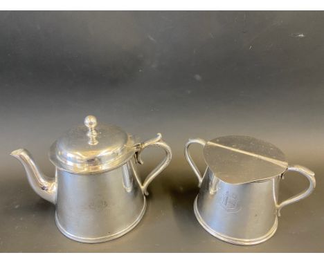 A Great Western Railway silver plated teapot and a matching sugar bowl.