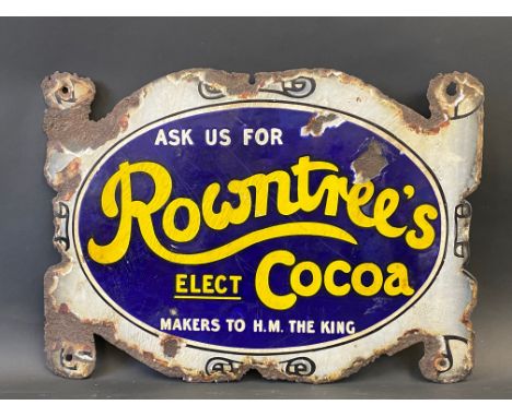 An early Rowntree's Cocoa die-cut enamel sign, 17 x 12".