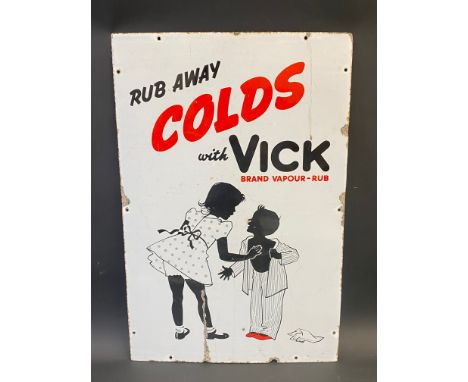 A 'Rub Away Colds with Vic' pictorial enamel sign, 20 x 30".