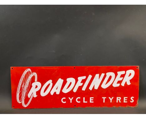 A Roadfinder Cycle Tyres rectangular enamel sign, in good condition, 24 x 8". 