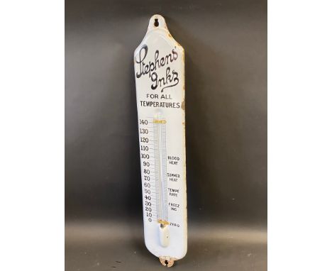 A Stephens' Inks enamel thermometer by Jordan, the desirable small size, 7 x 36 1/2".