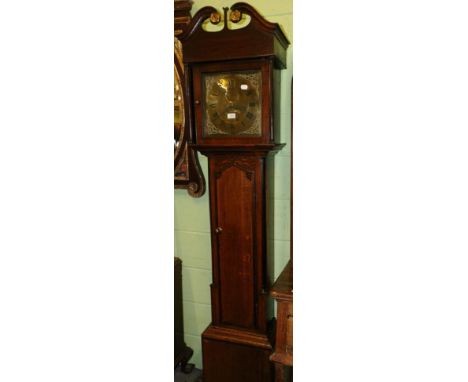A cross banded oak longcase clock, the square brass dial signed R Lough, Penrith 
