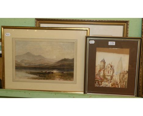 H Schafer, 19th century Continental School, street scene, watercolour on paper, 24cm by 19cm; Attributed to Edmond Wimpress, 