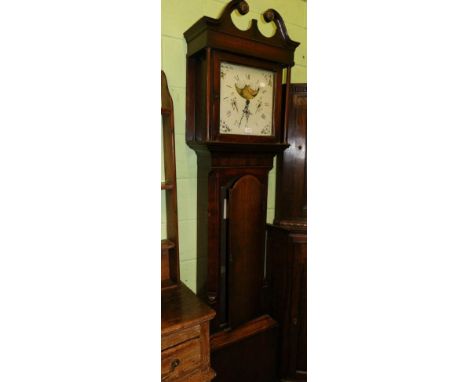 An oak longcase clock, with painted square dial 