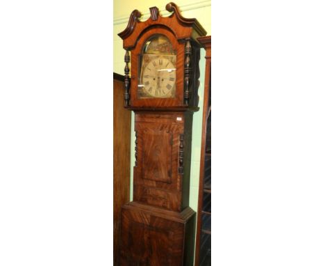 A large 19th century cross banded mahogany longcase clock, the painted arched dial signed Lawson, Bradford 