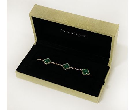 VAN CLEEF ARPELS MALACHITE ALHAMBRA BRACELET IN 18CT GOLD