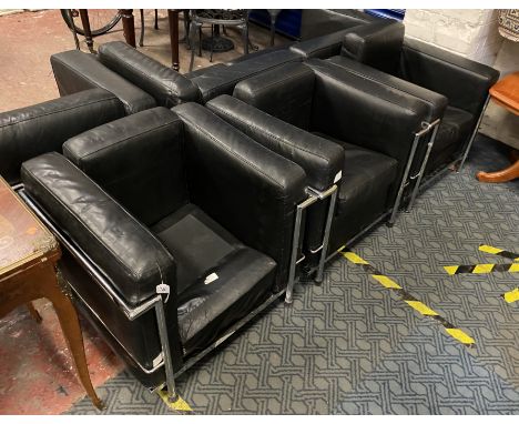 PAIR OF CHAIRS LE CORBUSIER STYLE &amp; ANOTHER - NO CUSHION 