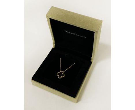 VAN CLEEF ARPELS BLACK ONYX ALHAMBRA COLLECTION 18CT PENDANT &amp; CHAIN IN ORIGINAL BOX