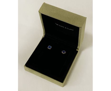 VAN CLEEF ARPELS ALHAMBRA BLUE ENAMELLED STUD EARRINGS