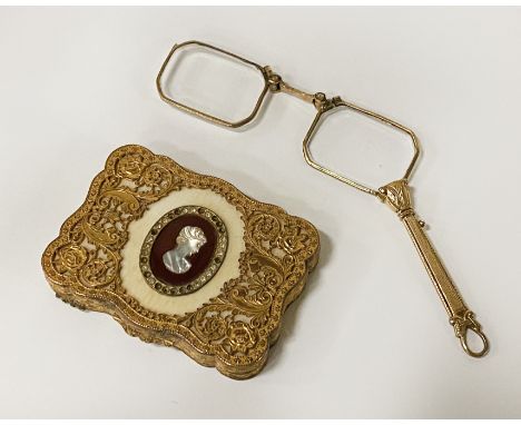 MOTHER OF PEARL FRENCH COMPACT WITH FRENCH LUNETTES
