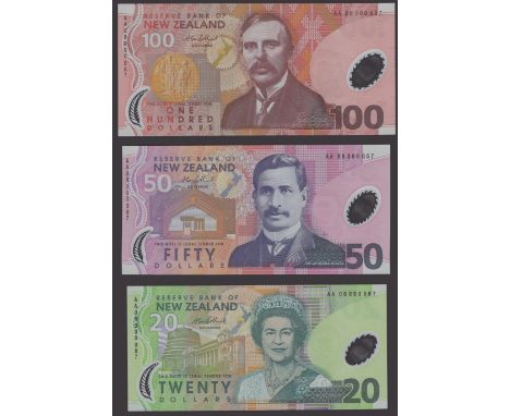 Reserve Bank of New Zealand, $5, $10, $20, $50 and $100, 2008, all serial number AA08 000067, Bollard signature, all uncircul