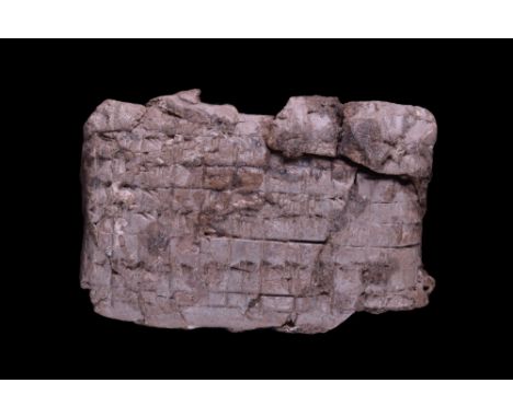 Ca. 1900 BC. A rectangular-section ceramic tablet, bearing cuneiform script. Documents such as they were used or a multitude 