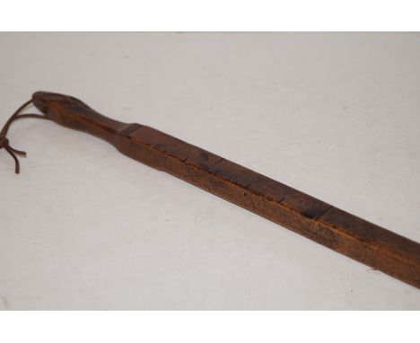 A Georgian treen ellwand measuring stick/rod, bearing engraved initials and date 1834. In Gothic script