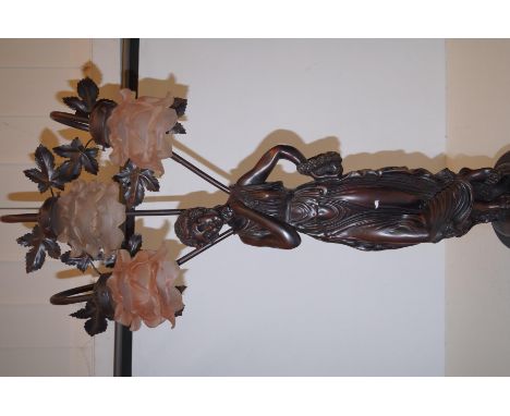 Ornate spelter 3 branch lamp total height- 85cm