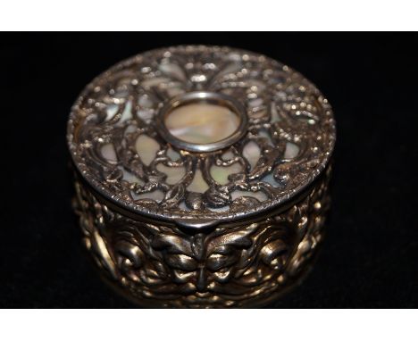 Victorian trinket box with mother of pearl Silver Birmingham hallmark