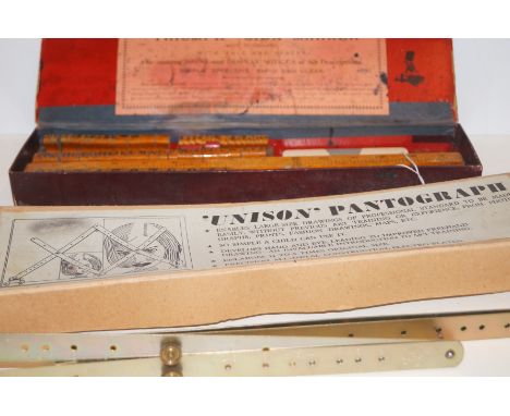 Unison pantograph with box together with a vintage sign maker 