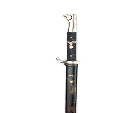 A Third Reich NCO’s Dress Bayonet, 25cm plated fullered blade by WKC, regulation plated hilt with riveted two-piece chequered