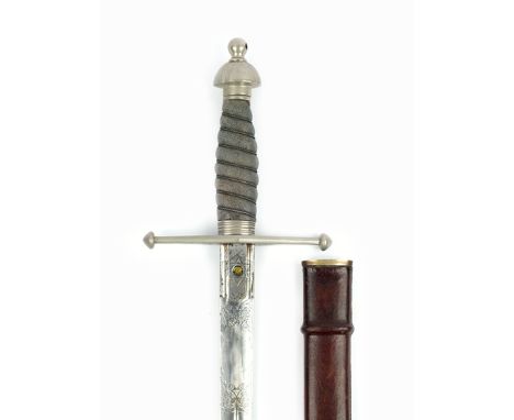 A Victorian Scottish Officer’s broadsword to the King’s Own Scottish Borderers, 83.5cm flattened diamond section blade with s