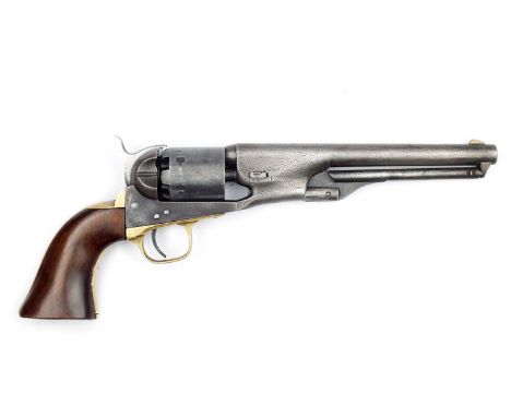 A six-shot .36cal London Proofed Colt Model 1861 Navy percussion revolver, 7.5inch sighted barrel cylinder with London Proofs