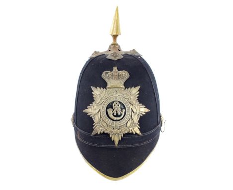 A Victorian Officer’s 1878 Pattern Blue Cloth Home Service Helmet to the 3rd Lanarkshire Rifle Volunteers, the blue cloth cov