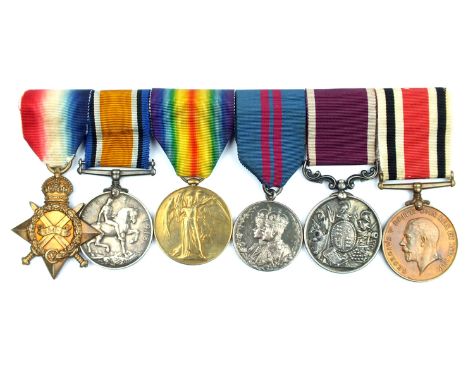 Royal Warwickshire and Northamptonshire Regiment First War Trio and Long Service and Good Conduct Medal group of six, to Q.M.