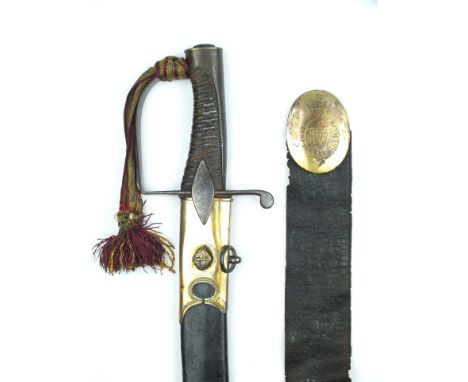 comprising 1788 style Cavalry Officer's sabre by Prosser, 70cm curved blade engraved with scrolling foliage and stands of arm