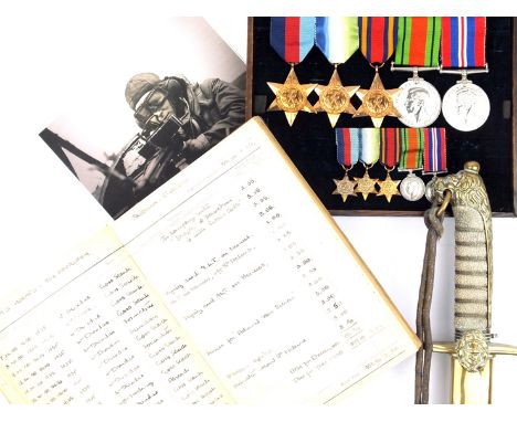 Royal Naval Air Service Second War Log Book and Medal Group of five, to Lieutenant Commander Charles Seymour Napier Tomlin, c
