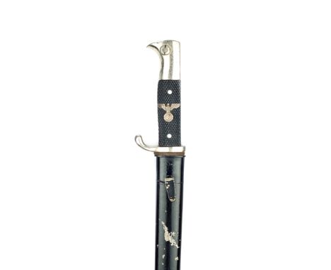 A Third Reich NCO’s Dress Bayonet, 19.5cm plated fullered blade by KLAAS, regulation plated hilt with riveted two-piece chequ