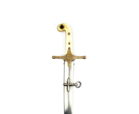 A Victorian 1831 Pattern General Officer’s mameluke sword, 83.5cm curved blade with clipped back point by EDW. THURKLE 5, DEN