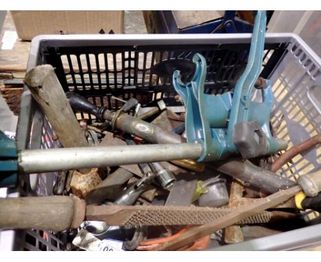 Mixed vintage tools and a drill press. Not available for in-house P&amp;P 