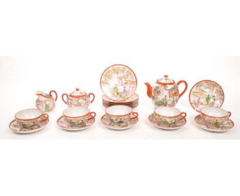 An early 20th century Japanese eggshell porcelain tea service. The tea service to include a set of five teacup trios, alongsi
