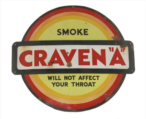 'Smoke Craven A', 'Will Not Affect Your Throat', an enamel sign, 119 x 134cm