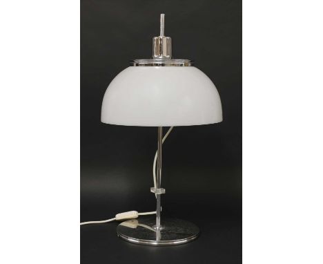 A Harvey Guzzini 'Mushroom' table lamp , with two lights on a chrome stand, 59cm high