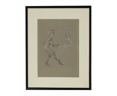 Leonor Fini (Argentinian, 1907-1996) A STUDY WITH TWO FIGURES Lithograph, signed and numbered 69/280 in pencil, with cat blin