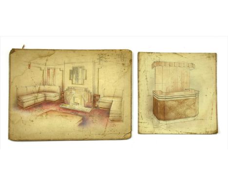A collection of eleven Epstein &amp; Goldman furniture designs, 1940s-1950s, pencil, watercolour and bodycolour on board, wit