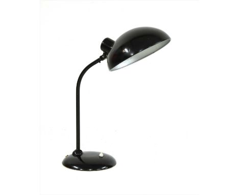 A Bauhaus-style desk lamp, with a black shade, 47cm high